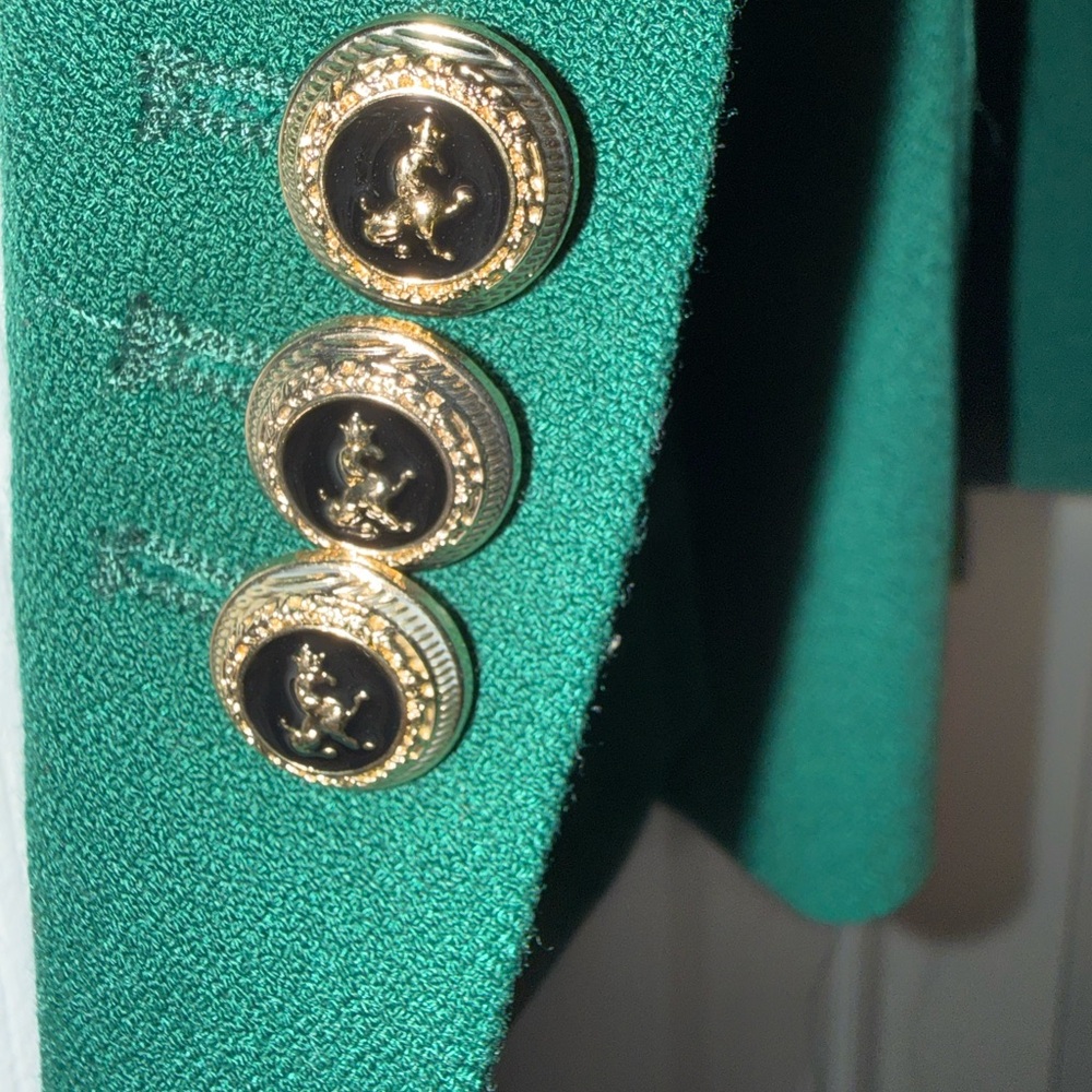 ZARA Emerald Green Double-Breasted Blazer Gold Buttons Size M - Picture 5 of 6